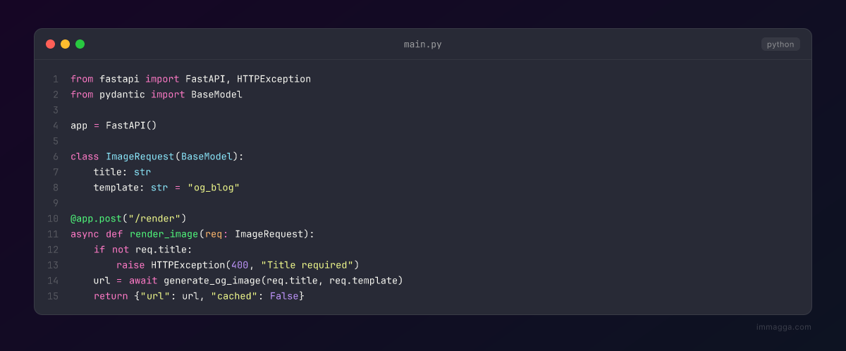 Code snapshot: main.py — Python, dracula theme